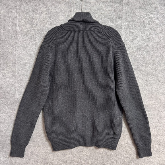 J Crew Cardigan Sweater Mens M Gray Full Zip Shawl Collar Ribbed Cotton - Picture 2 of 2